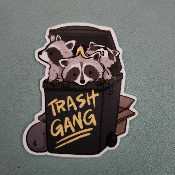 Trash Rummaging Racoon Raccoon Trash Gang Panda | Funny Sticker | Raccoon Sticker | Gifts ...