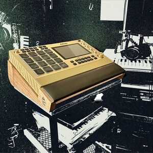 MPCLive2 & SP404mark2 用 無垢材特注台 Akai MPC Live MK2用ウォールナットウッドスタンド（リストパッド付き