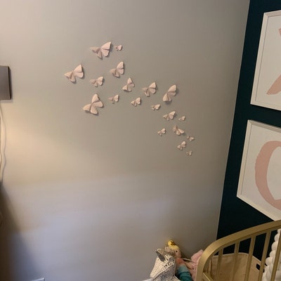 3D Wall Butterflies: Pale Pink Butterfly Wall Art for Baby Girls Room ...
