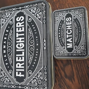 TINIT Firelighter Tin - Storage Accessory Metal Tin Natural Woodburner Fire Stove Fireplace Fireside Mens Gift Present BBQ (Cream