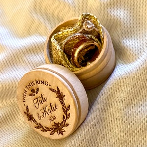 Ring Box Wood Round Ring Box Wedding Ring Boxes for Ceremony Rustic ...