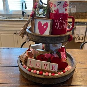 Pink & White Valentines Day tiered tray set Mix and match | Etsy