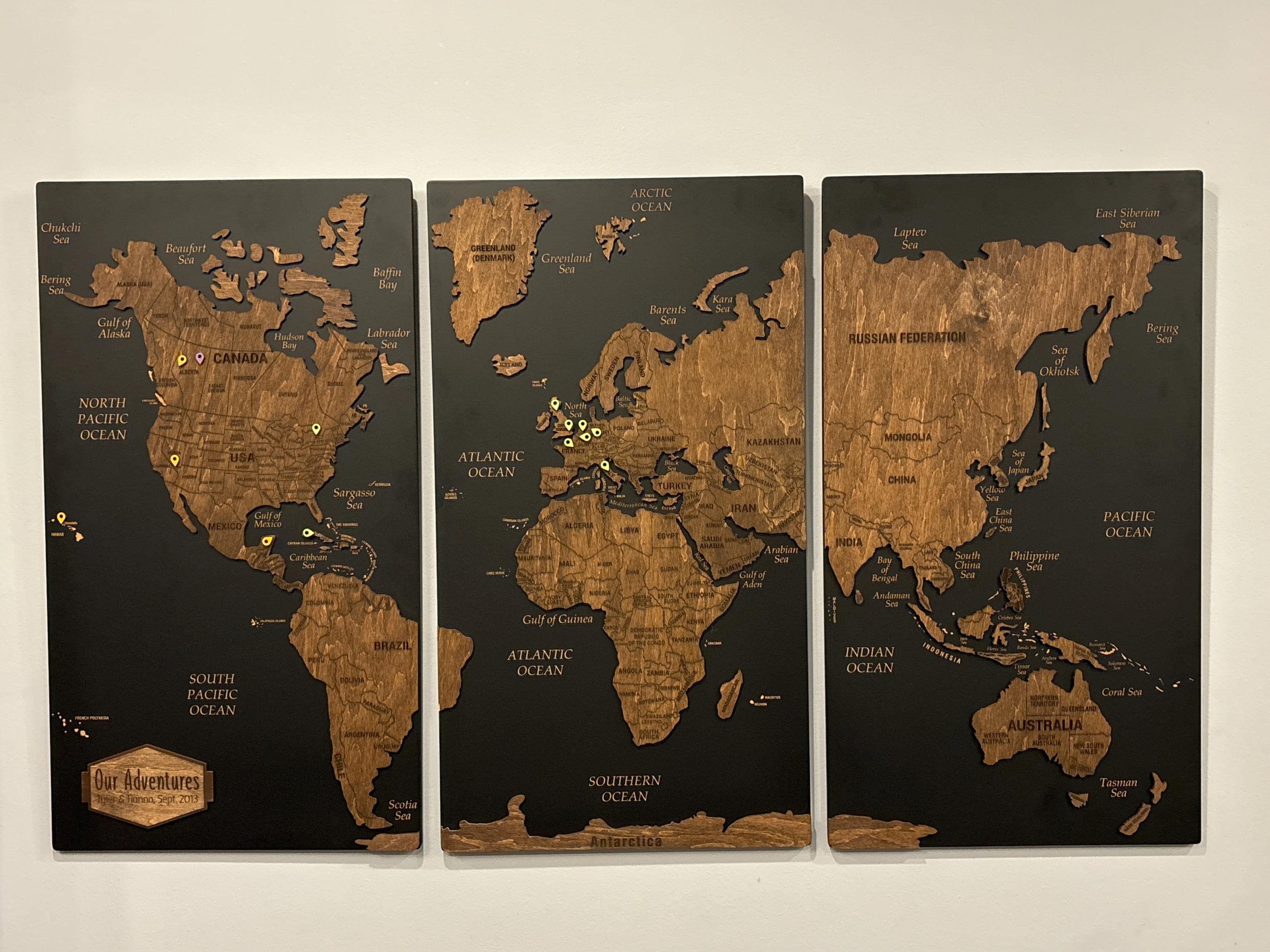 Wooden World Map Wall Art, Push Pin Travel World Map, Large Personalized World Map, Cork World Map Apartment Decor, 5th Anniversary Gift
