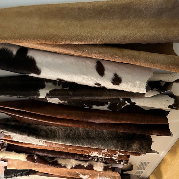 Cowhide Rug Combo Set Large Size 15 Pcs Approx. Size 6x6 Natural ...