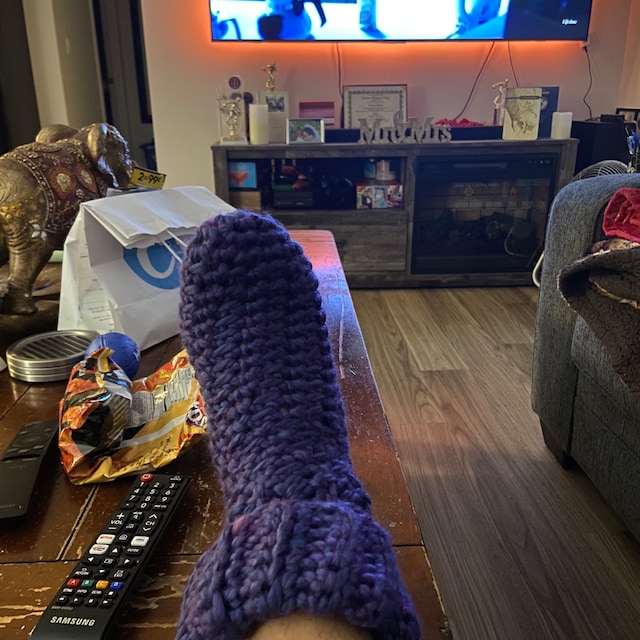 A customer's finished Bulky & Quick Socks Crochet Pattern