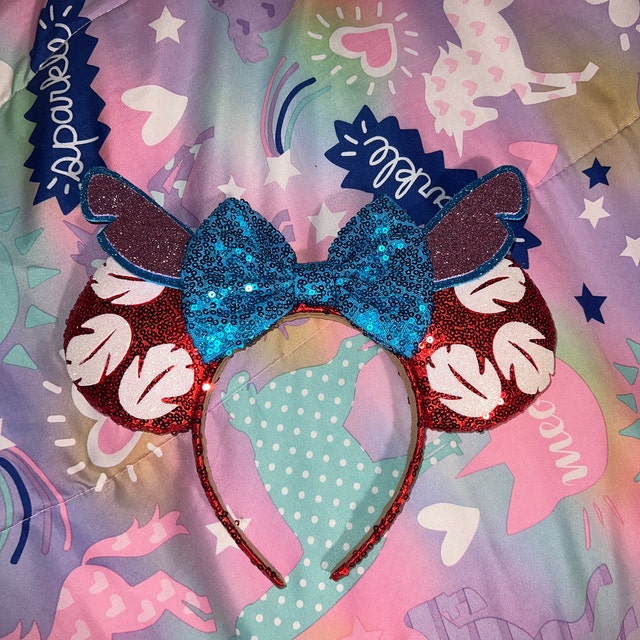 Disney\'s Stitch 3D Themed Minute Mouse Ears with Purple Sequin Bow Sequin Stitch Birthday Ears - Experiment 626 Ohana Ears  main image 4