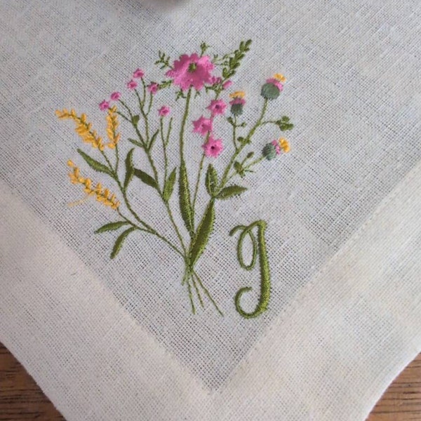 Embroidered Wildflower Napkins | Easter Decor | Botanical Embroidery ...