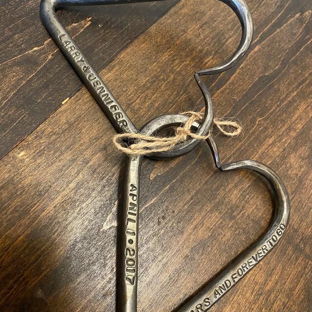 Personalized 6th Anniversary Iron Hearts, Interlinked Love Hearts