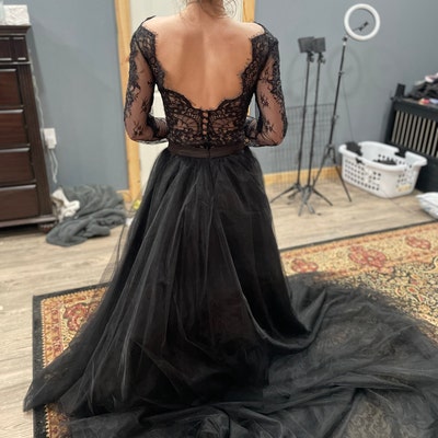 Aster Black Boho Wedding Dress Black Separates Two Pieces - Etsy UK