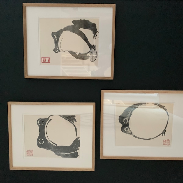 Japanese Frog Matsumoto Hoji Toad Set of 3 Woodblock Art Print ...