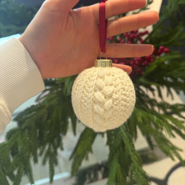 A customer's finished Autumn Wheat Bauble Ornament Crochet Pattern