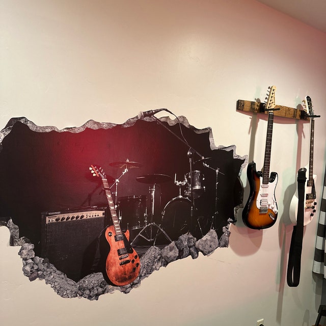 Guitar Rock Music Inspiration Wall Vinyl Decal Art Sticker Room Decor TK497