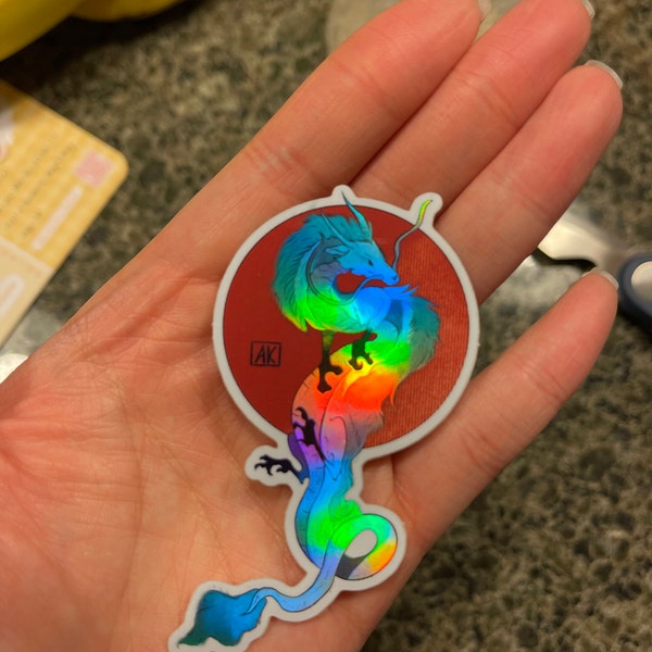 Holographic Haku Sticker, Anime Sticker, Japanese Dragon Stationery - Etsy