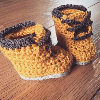 CROCHET PATTERN Boots for Baby Boys Fall Booties woodsman Construction ...