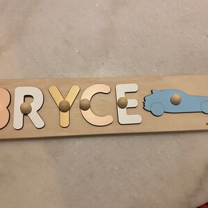 Personalized Name Puzzle With Pegs, New Baby Gift, Wooden Toys, Baby Shower, Christmas Gifts for Kids, Wood Toddler Toys, First Birthday photo