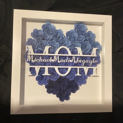 Mom Heart Shaped Monogram Flower Shadow Box Mom Mothers Day - Etsy