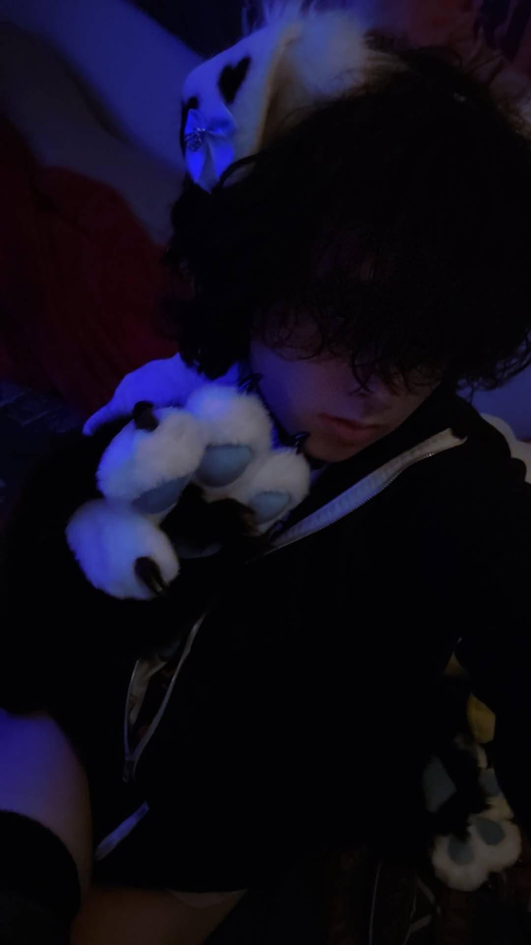 Squeaky Fursuit Paws Gloves Cute Black/Blue Fluffy Paw Gloves Furry Paw Glove With Fingernails For Fursuit Accessories Furry Gift For Friend
