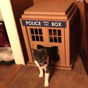 Dr. Who Tardis Cardboard Cat House image 7