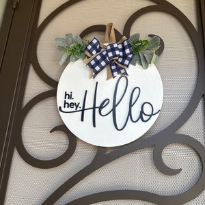 Hi Hey Hello Door Hanger Hello Front Door Decor Custom Door Sign Front ...