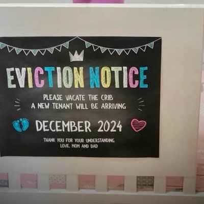 Editable Eviction Notice Baby Pregnancy Announcement for Sibling ...