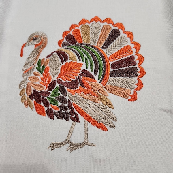 Patchwork Turkey Pattern Autumn Turkey Embroidery Design, Perfect for Fall Decor, Thanksgiving ...