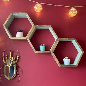 Estantes Flotantes Hexagonales Montados En La Pared De Madera De Panal De Abeja Decoración De Pared Marco De Montaje En Pared Para Libros, Juguetes, Maceta, Estante De Almacenamiento, Figuras