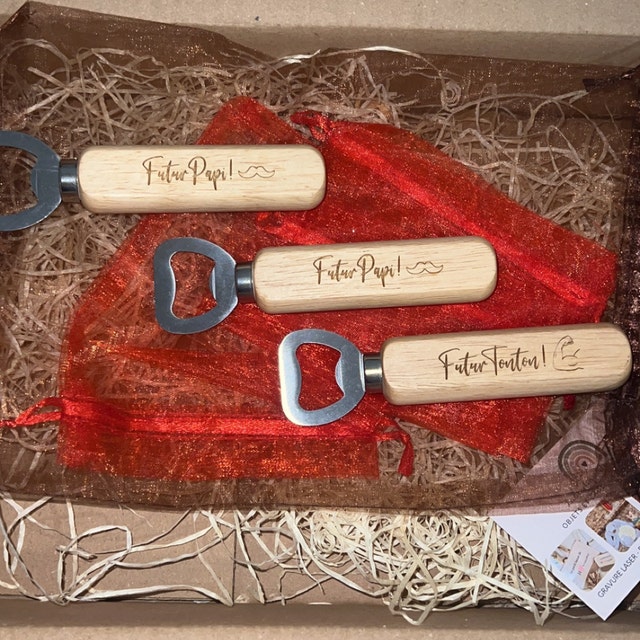 Apribottiglie 2 In 1 Con Livella A Bolla PAPI - Regalo Originale In Legno Per Festa Del Papà E Compleanni