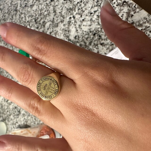 Custom College Class Ring in 14K Solid Gold • School Ring Custom College Class Ring in 14K Solid Gold • School Ring