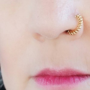 Bali Ball Gold Nose Ring Hoop 20 Gauge Etsy