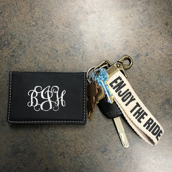 Monogrammed ID Holder Keychain, Personalized Key Fob Sweet Sixteen ...