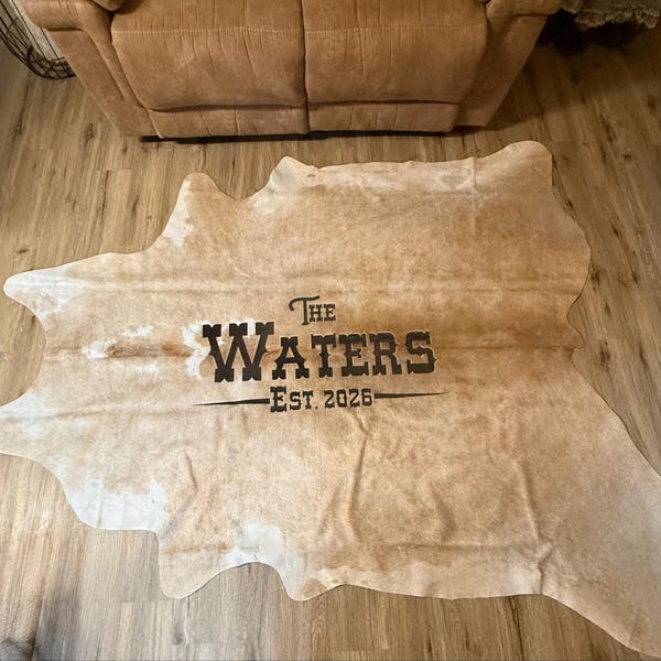Branded Cattle Rug Engraved Cowhide Rug: Personalized Wedding Decor, Branded Logo, Branded ...