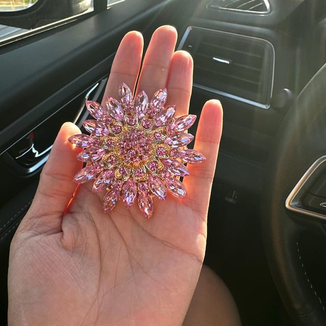 パープルローズ 68mm Large Pink Blue or Purple Rhinestone Flatback Flower