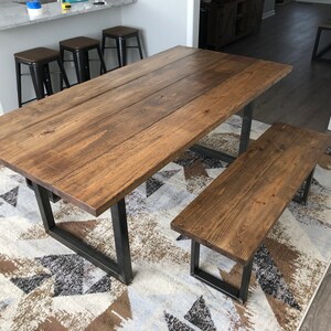 Industrial Farmhouse Dining Table with Benches