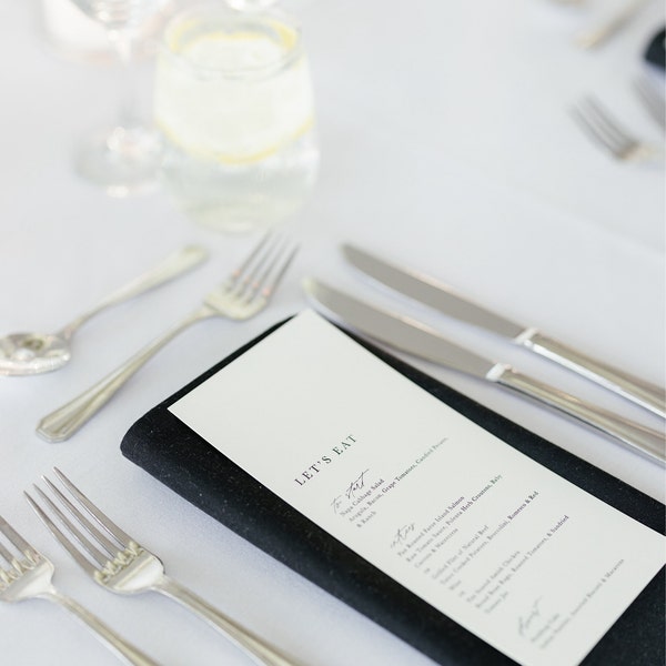 Custom Modern Wedding Menu Card, Elegant Personalized Reception Decor ...