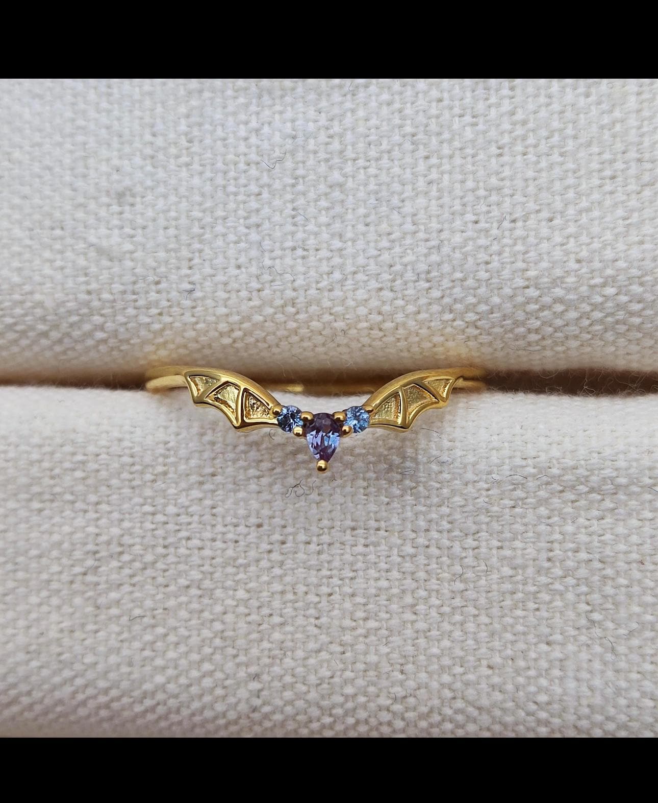 Vampire Alexandrite Stackable Rings for Women Gothic Bat Wings Ring Rose Gold Alexandrite Curved Wedding Band Anniversary Best Gifts for Her