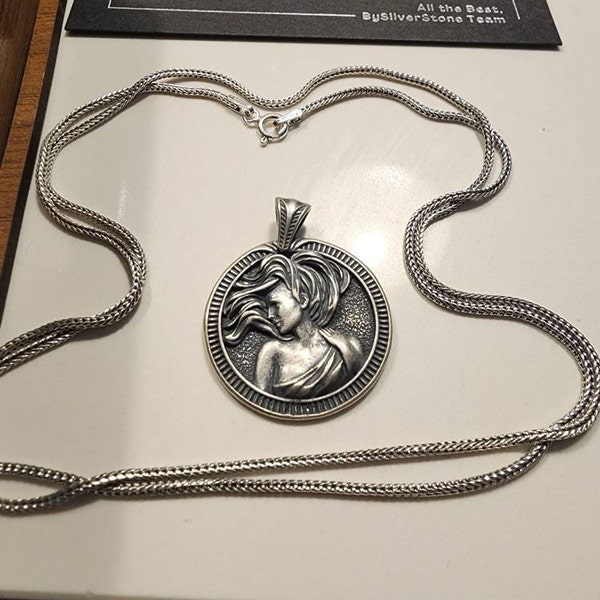 Virgo Handmade Sterling Silver Men Charm Necklace, Virgo Zodiac Sign ...