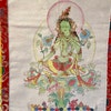 Thangka Tibétain Tara Verte - Tapisserie Dorée Pour Décoration Et Méditation