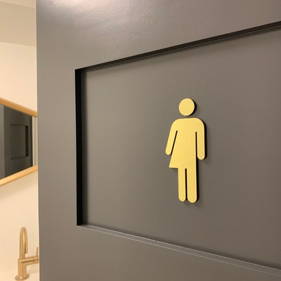 Gender Neutral Figure for Bathroom Door. All Gender Restroom Signs. Metal Restroom People ...
