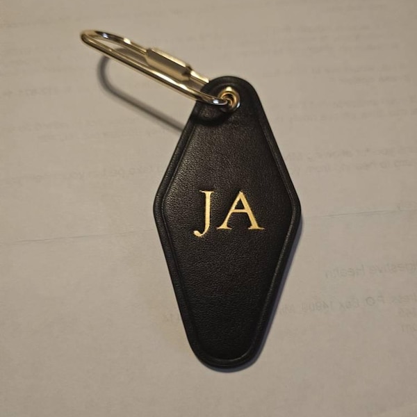 Embossed Diamond Leather Keychain (initials) - Personalized Monogram ...