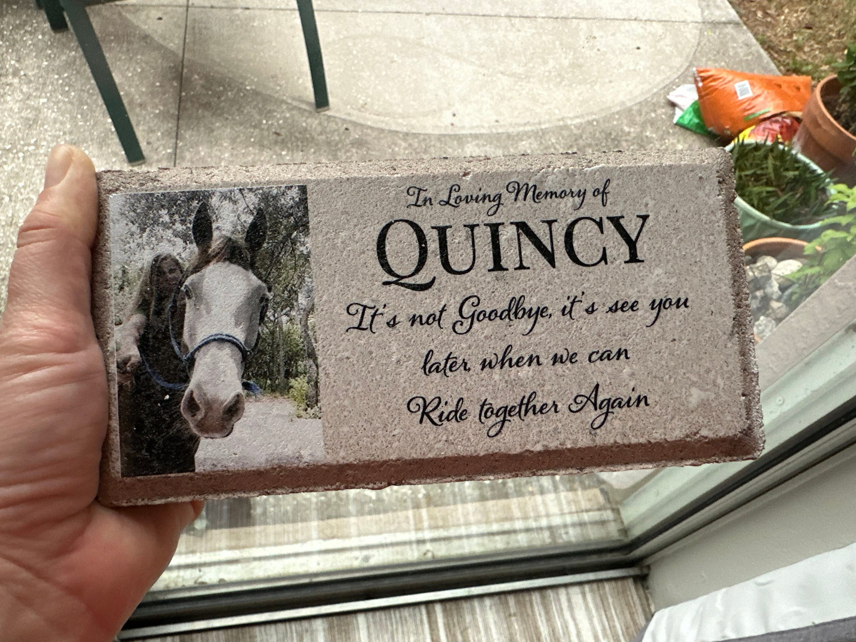 Personalized Horse Pony Memorial Stone. 8x4 Stone Brick. Burial Marker. Indoor/Outdoor Horse Memorial. Custom Horse Sympathy Gift.