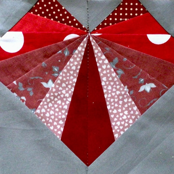 Heart FPP Quilt Block Pattern | Foundation Paper Piecing Template | 5 ...