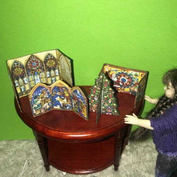 Christmas Miniature ADVENT CALENDAR Set – 1:12 Printable Santa Claus Christmas Tree Christmas ...