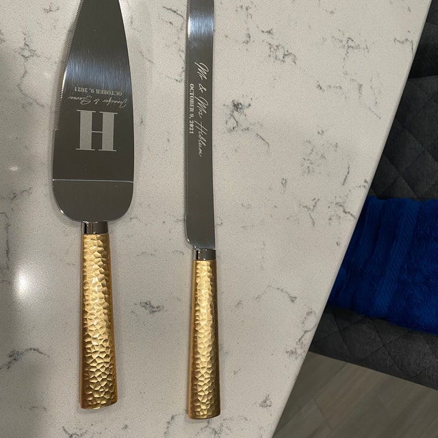 Hammered Gold Server & Knife Set