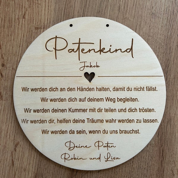Geschenk Vom Patenkind An Patentante Basteln Personalisiertes Holzschild für das Patenkind - Geschenk Taufe