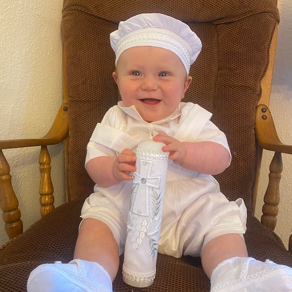 Baby Boy Christening Outfit 9 Pieces Set, White Blessing or Baptism ...