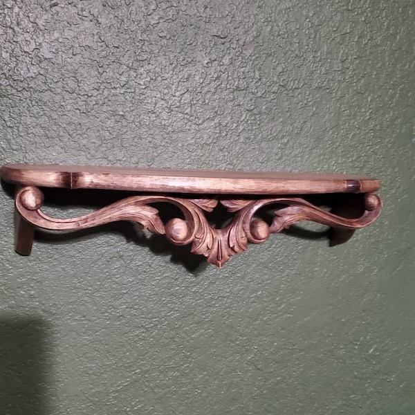 View of Hand Carved Wooden Wall Shelf, Antique Style Decor - Etsy