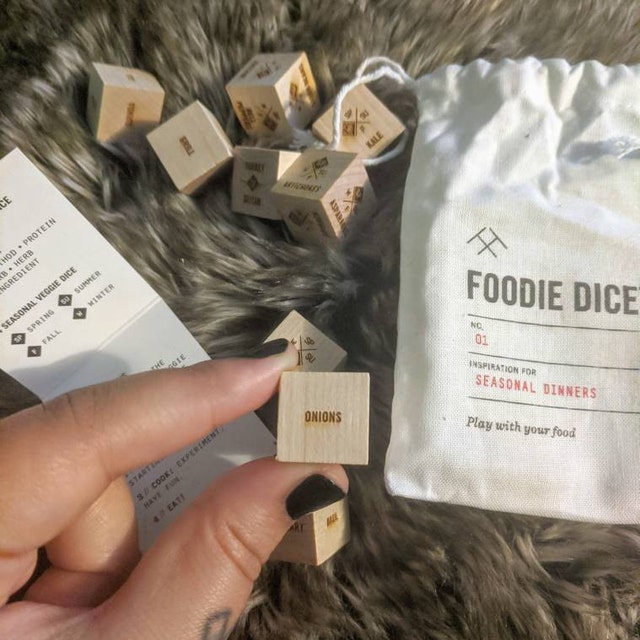 Foodie Dice® Seasonal Dinners Pouch Laser Engraved Dice for Cooking Ideas /  Foodie Gift, Christmas Gift, Stocking Stuffer, Gifts for Women 