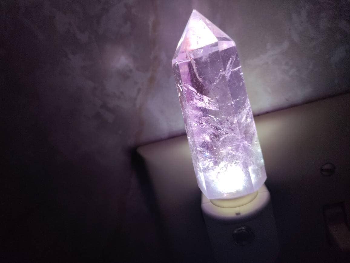 Amethyst Crystal Tower LED Night Light with Light Sensor / Babyshower Gift / Baby Shower Gift