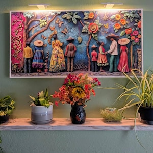 Nick's Mexican 3D Canvas Print, Vibrant Cultural Landscape Wall Art canvas print in their home — Antarmada