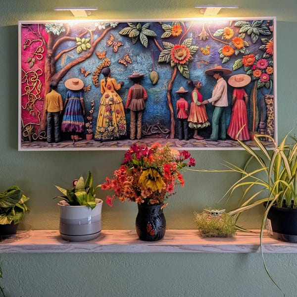 Nick's Mexican 3D Canvas Print, Vibrant Cultural Landscape Wall Art canvas print in their home — Antarmada
